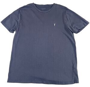 AllSaints T Shirt Mens Size L Blue Short Sleeve Ramskull Brace Brushed Cotton